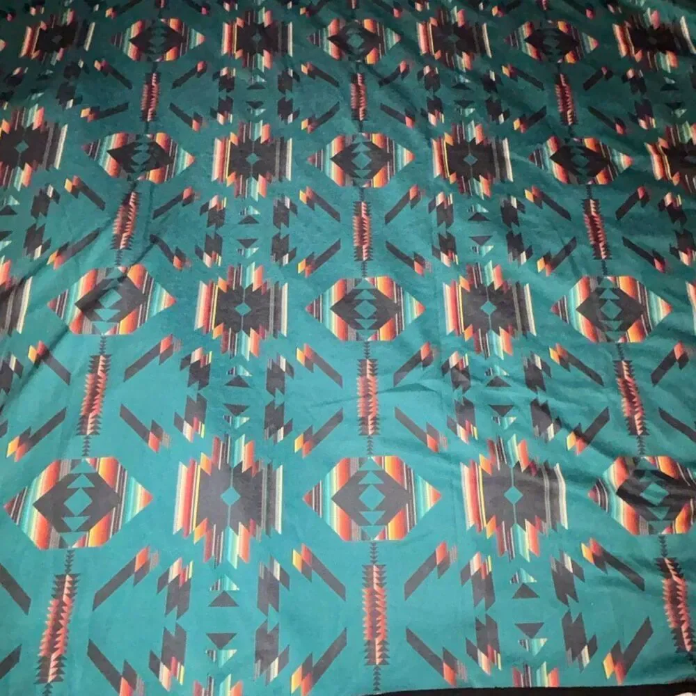 NEW w tag Crazy Train reversible soft serape print blanket western cowboy aztec